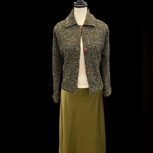 Vintage boucle cropped cardigan made in France 🇫🇷 Size L retro mod feminine